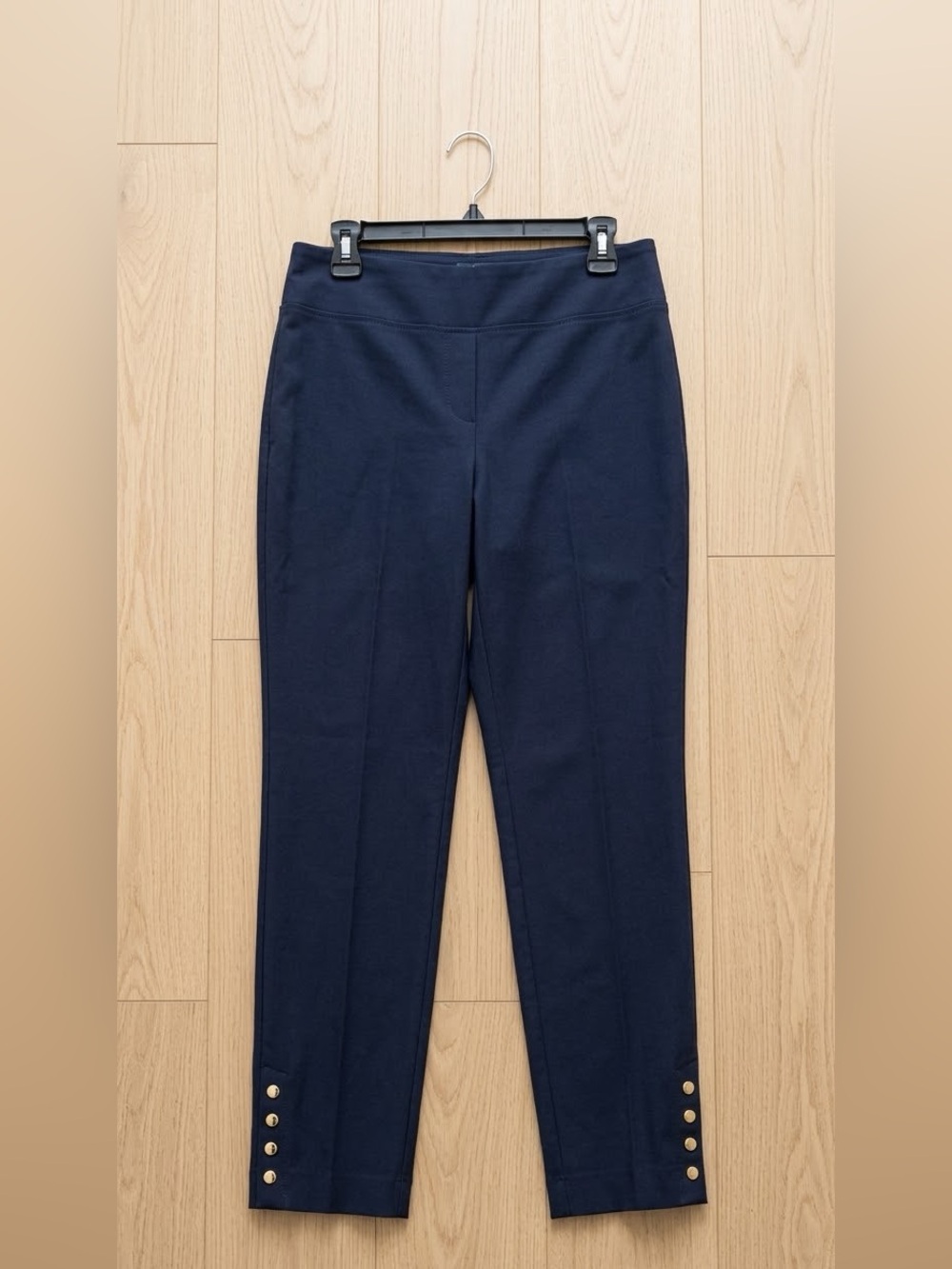Counterparts Black Ankle Pants with Gold Button Trim